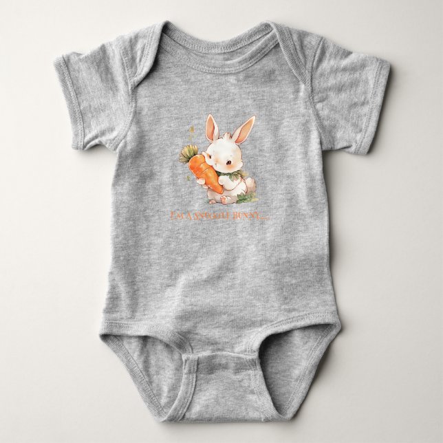 Easter Bunny Eating a Carrot Baby Bodysuit (Front)