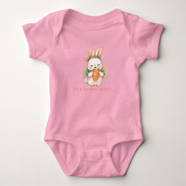 Easter Bunny Eating a Carrot Baby Bodysuit (Front)