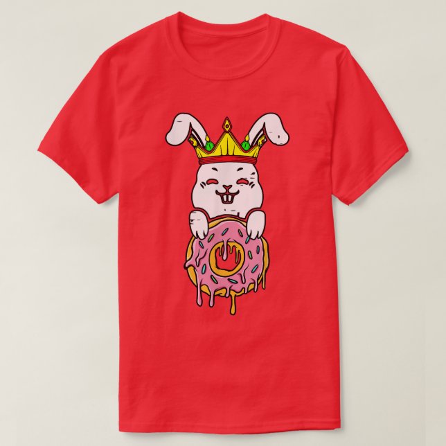 Easter Bunny Eating Donut Juneteenth Rabbit Black  T-Shirt (Design Front)