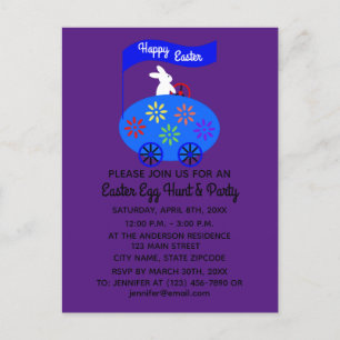Easter Bunny Egg Car #1 Invitation Postcard