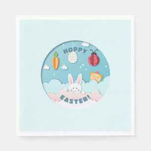 Easter Bunny, Egg, Carrot & Ladybug Cut-out Paper Napkin