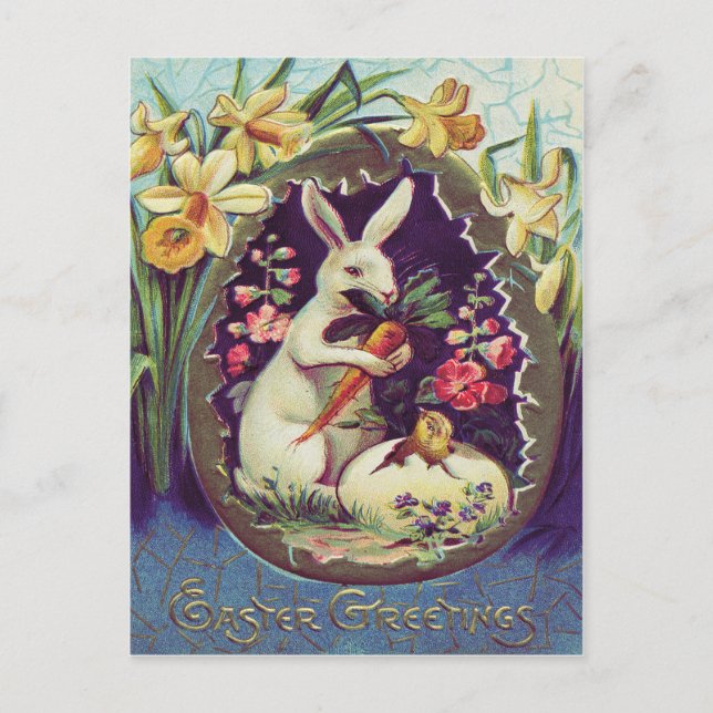 Easter Bunny Egg Chick Daffodil Holiday Postcard (Front)