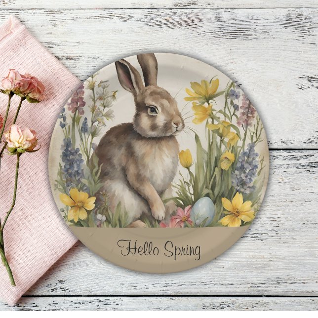 Easter Bunny Egg Floral Paper Plate (Creator Uploaded)