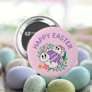 Easter Bunny Egg Hug Button