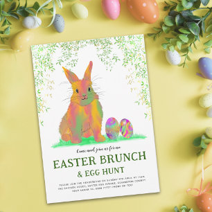 Easter Bunny Egg Hunt and Brunch Green Invitation Postcard