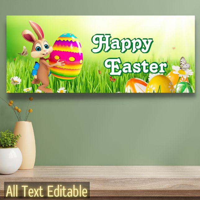 Easter Bunny Egg Hunt Easter Egg Easter Party Cute Banner (Creator Uploaded)
