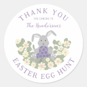 Easter Bunny Egg Hunt Floral Thank You Classic Round Sticker