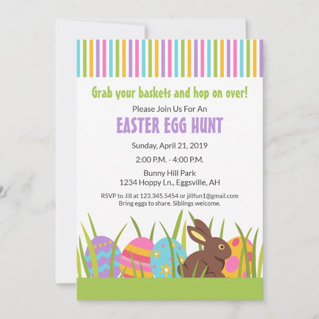 Easter Bunny Egg Hunt Invitation (Front)