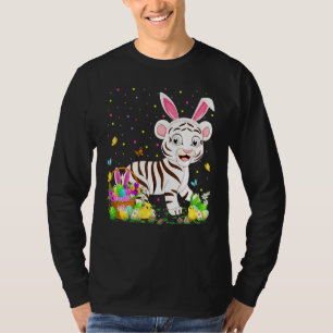 Easter Bunny Egg Hunting White Tiger Easter Sunday T-Shirt