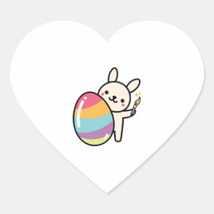 Easter Bunny Egg Painting Easter Egg Cute Adorable Heart Sticker