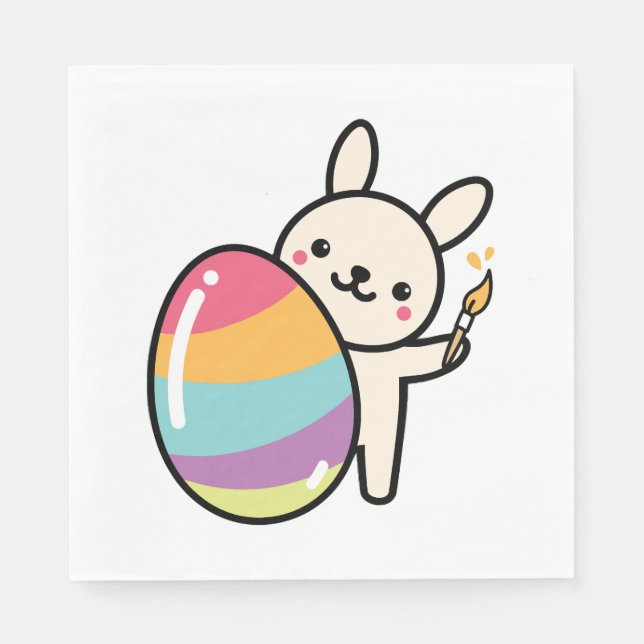 Easter Bunny Egg Painting Easter Egg Cute Adorable Napkin (Front)