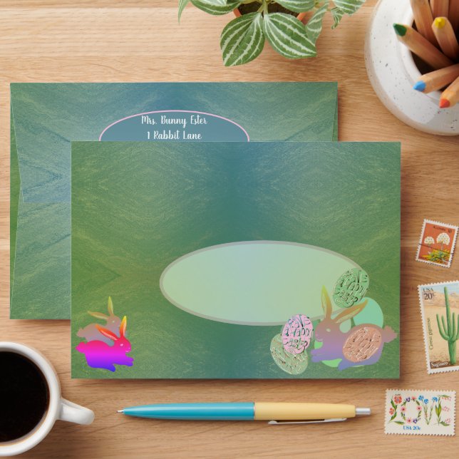 Easter Bunny Eggs Envelope (Desk)