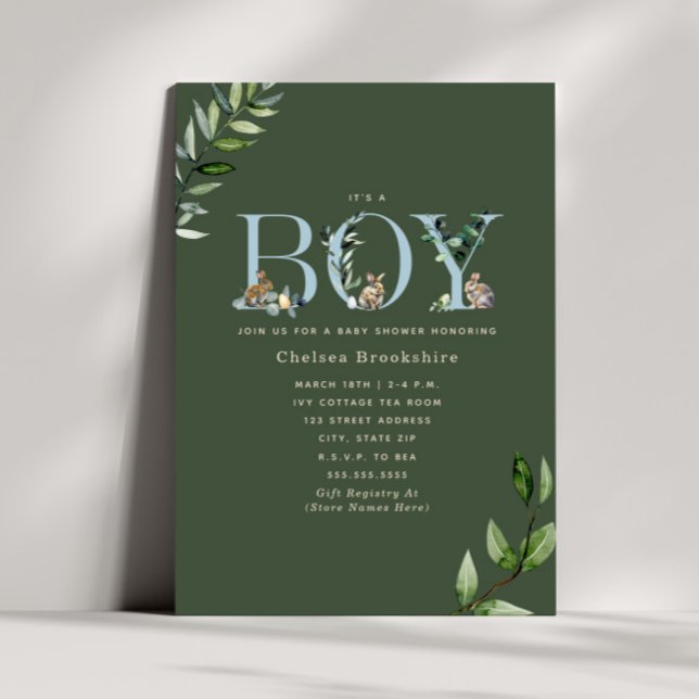 Easter Bunny Eggs Green Boy Baby Shower Invitation (Creator Uploaded)