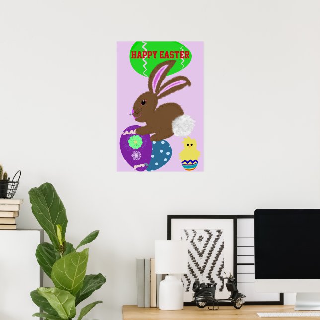 Easter Bunny Eggs Holiday Poster (Home Office)
