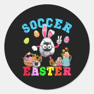 Easter Bunny Eggs Playing Soccer Costume Player Classic Round Sticker