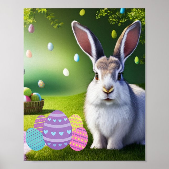 Easter Bunny & Eggs Poster (Front)