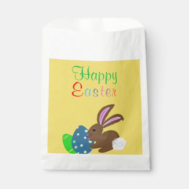 Easter Bunny Eggs Yellow Favour Bags (Front)