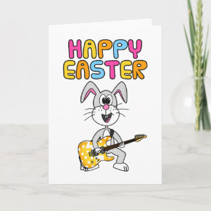 Easter Bunny Electric Guitar Kids Funny Card