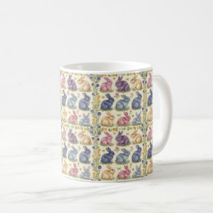Easter Bunny Elegance: Floral Fantasy Magic Coffee Mug