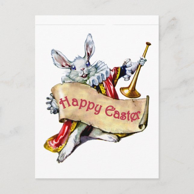 EASTER BUNNY EXTENDS HAPPY EASTER GREETINGS HOLIDAY POSTCARD (Front)
