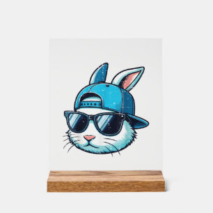 Easter Bunny Face Baseball Cap Sunglasses Rabbit B Acrylic Sign