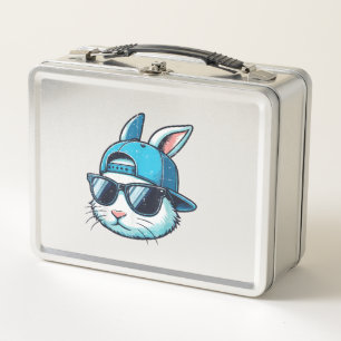 Easter Bunny Face Baseball Cap Sunglasses Rabbit B Metal Lunch Box