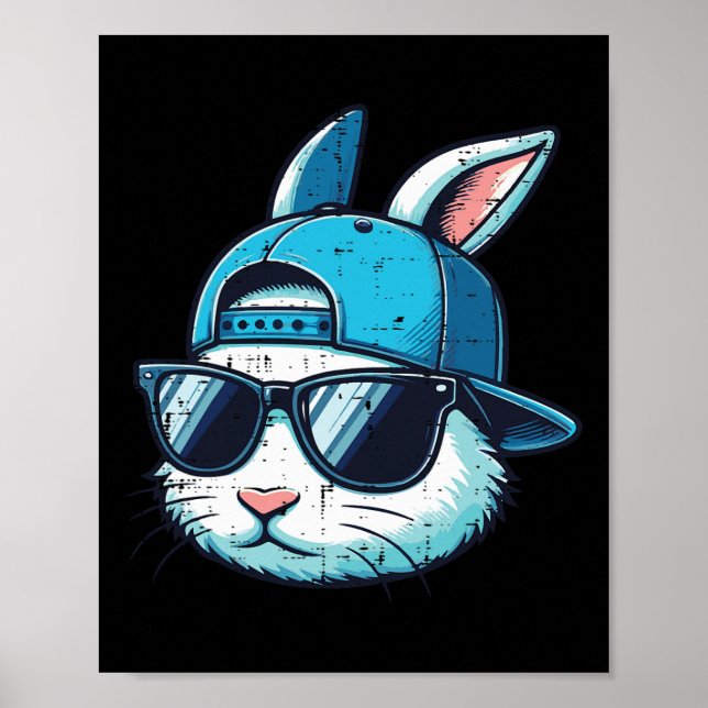 Easter Bunny Face Baseball Cap Sungles Rabbit Boys Poster (Front)