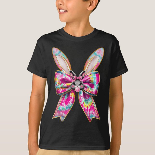 Easter Bunny Face Coquette Bow Happy Easter Day Gi T-Shirt (Front)