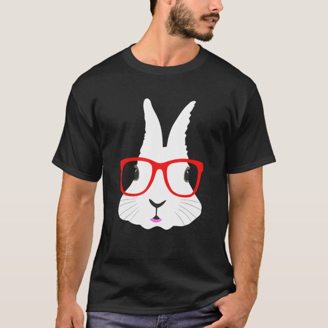 Easter Bunny Face Shirt Hip Hop Nerd Rabbit Eggs H (Front)