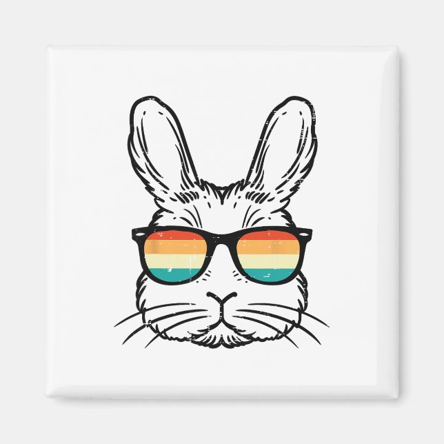 Easter Bunny Face Sungles Retro Rabbit Men Boy Kid Magnet (Front)