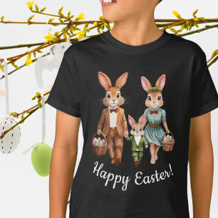 Easter Bunny Family Chasing Eggs T-Shirt