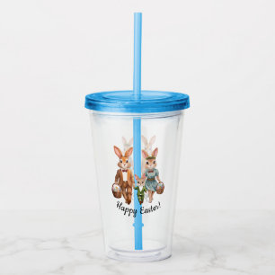 Easter Bunny Family Hunting for Eggs Acrylic Tumbler