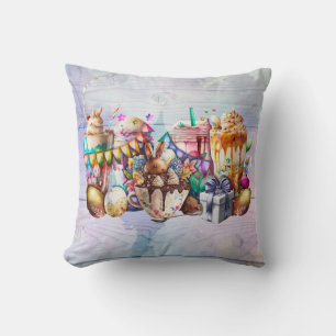 Easter Bunny Fancy Coffee Drinks Cushion