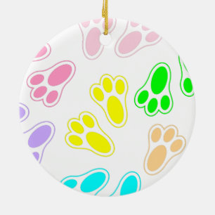 Easter Bunny Feet Pattern Ceramic Tree Decoration
