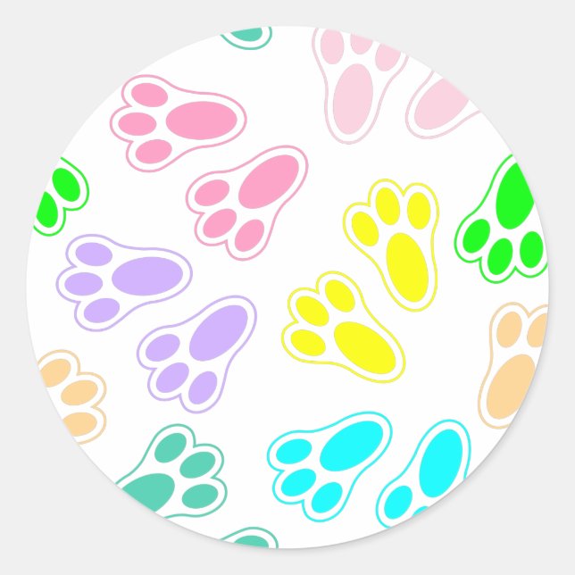 Easter Bunny Feet Pattern Custom Classic Round Sticker (Front)