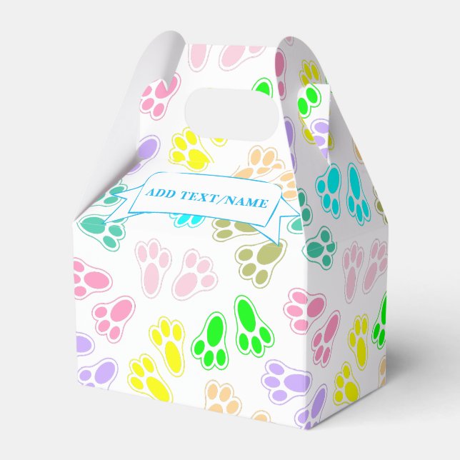 Easter Bunny Feet Pattern Custom Name Favour Box (Front Side)