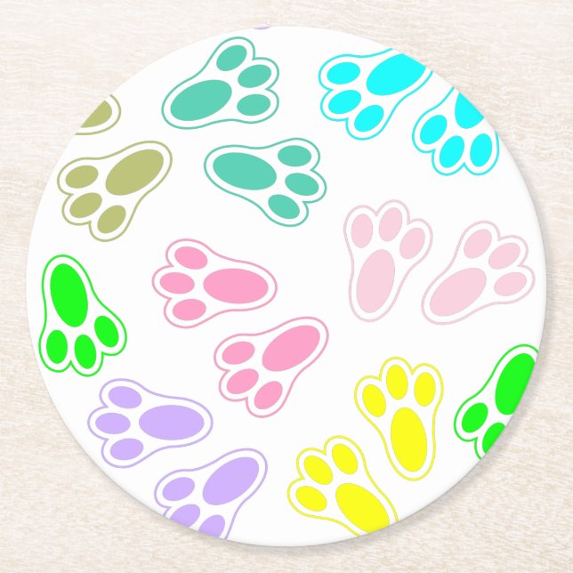 Easter Bunny Feet Pattern Custom Round Paper Coaster (Front)