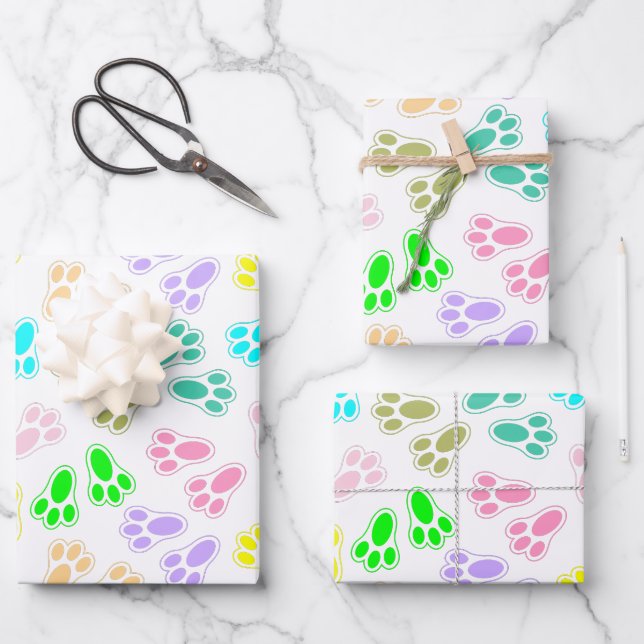 Easter Bunny Feet Pattern Custom Wrapping Paper Sheet (Front)
