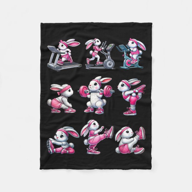 Easter bunny fitness collection gym workoutEaster  Fleece Blanket (Front)