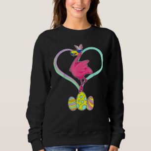 Easter Bunny Flamingo Eggs Basket Happy Easter Sweatshirt