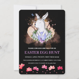 Easter Bunny, Floral  Brunch Egg Hunt Invitation