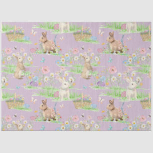 Easter Bunny Floral Butterfly Lavender Decoupage Tissue Paper