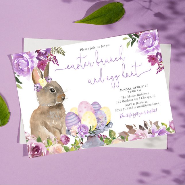 Easter bunny, floral easter brunch and egg hunt invitation (Creator Uploaded)