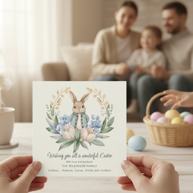 Easter bunny Floral Easter Greeting Card (Creator Uploaded)