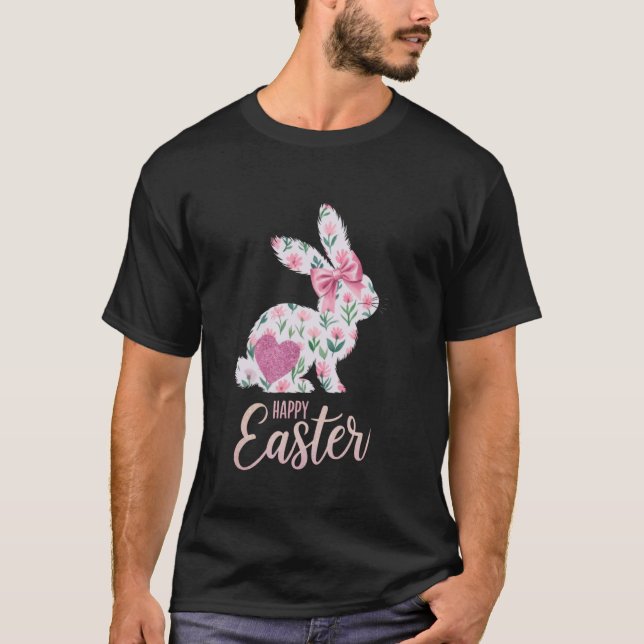 Easter Bunny Floral Egg Hunt Rabbit Easter Day Hap T-Shirt (Front)