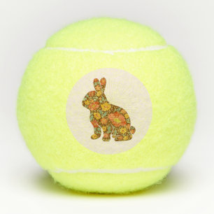 Easter Bunny Floral Gold Glitter Pastel Tennis Balls