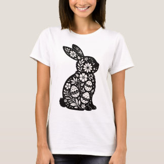 Easter Bunny Floral Silhouette T-Shirt