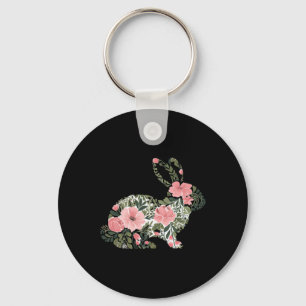 Easter Bunny Floral Spring Rabbit Cute Bunny Women Key Ring