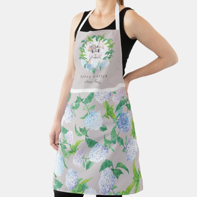 Easter Bunny Floral Wreath Personalised Family Apron (Insitu)