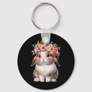 Easter Bunny For Women Girls - Easter Bunny Flower Key Ring